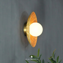 Load image into Gallery viewer, Induka - Unique handmade Woven Wall Sconce Light, Natural/Bamboo Wall Sconce Light for Home restaurants and offices.