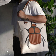 Load image into Gallery viewer, Beetle Leather Canvas - Tote Bag
