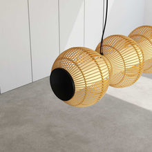 Load image into Gallery viewer, Resona Linear - Linear Industrial Pendant lamp with Natural Cane/Rattan mesh for Home, restaurants and offices.