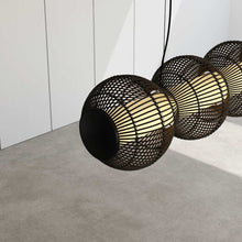 Load image into Gallery viewer, Resona Linear - Linear Industrial Pendant lamp with Natural Cane/Rattan mesh for Home, restaurants and offices.