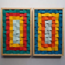 Load image into Gallery viewer, Set of Two Frames abstract colour Modern Wooden pixel Wall sculpture.-Home Décor-Claymango.com