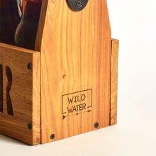 Load image into Gallery viewer, Weekend essential Wooden Beer Crate / Beer carrier with bottle opener- dark woodwood-Bar Accessories-Claymango.com