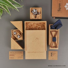 Load image into Gallery viewer, Assorted Gift hamper from Twofolds - 1 Lotus Brooch MOP Collection +1 Best Man's bowtie + 1 Lotus cufflinks-Gift Box-Claymango.com