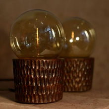 Load image into Gallery viewer, Round lamp hand carved with jumbo bulb-lamp-Claymango.com