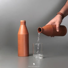 Load image into Gallery viewer, Modern HandmadeTerracotta Earthen Clay Bottle - 800ml with cork from design meets tradition collection.-Terracotta-Claymango.com