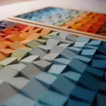 Load image into Gallery viewer, Set of Two Frames Sunset and Sundown Gradient colour Modern Wooden pixel Wall sculpture.-Home Décor-Claymango.com