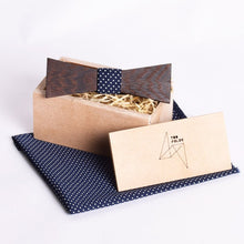 Load image into Gallery viewer, triangle full blue dots Wooden Bowtie Pocket Square - TFC1P11-Mens Accessories-Claymango.com