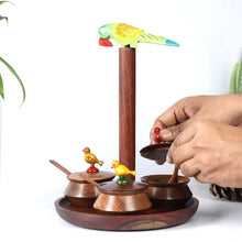 Load image into Gallery viewer, Table top Jar Set (3) With Spoons In Sheesham Wood from Chidaiya collection - C1-Kitchen Accessories-Claymango.com