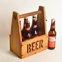 Load image into Gallery viewer, Weekend essential Wooden Beer Crate / Beer carrier with bottle opener- dark woodwood-Bar Accessories-Claymango.com