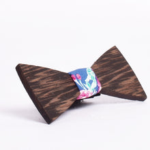 Load image into Gallery viewer, Sleek Full Triangle blue floral Wooden Bowtie Pocket Square - TFC1P11-Mens Accessories-Claymango.com
