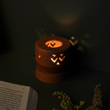 Load image into Gallery viewer, KOLASA Handcrafted terracotta Tealight lamp (minimal & Contemporary) for your study table, dining table, side table from Festive collection-Terracotta-Claymango.com