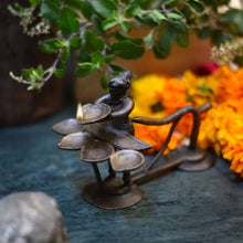 Load image into Gallery viewer, Handcrafted vintage goddess lakshmi brass oil lamp with 5 diyas-Claymango.com