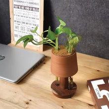 Load image into Gallery viewer, Unique Handmade dual tube Terracotta (clay) Table Top Planter for your workstation.-Terracotta-Claymango.com
