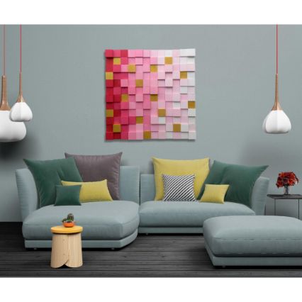 Gold and baby pink colour gradient Modern Wooden pixel Wall sculpture.-Home Décor-Claymango.com