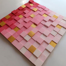 Load image into Gallery viewer, Gold and baby pink colour gradient Modern Wooden pixel Wall sculpture.-Home Décor-Claymango.com
