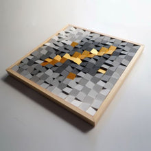 Load image into Gallery viewer, Gold and Gray colour combination Modern Wooden pixel Wall sculpture.-Home Décor-Claymango.com