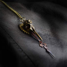 Load image into Gallery viewer, Steampunk pendant made of vintage watch parts and sculpted embellishment - goth-Jewellery-Claymango.com