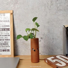 Load image into Gallery viewer, Unique Handmade glass tube Terracotta (clay) Table Top Planter for your workstation Hand cut.-Terracotta-Claymango.com