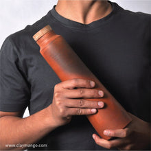 Load image into Gallery viewer, HandmadeTerracotta Earthen Clay Bottle - 800ml with cork and wooden lid-Terracotta-Claymango.com