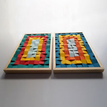 Load image into Gallery viewer, Set of Two Frames abstract colour Modern Wooden pixel Wall sculpture.-Home Décor-Claymango.com