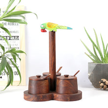 Load image into Gallery viewer, Table top Jar Set (3) With Spoons In Sheesham Wood from Chidaiya collection-Kitchen Accessories-Claymango.com