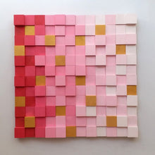Load image into Gallery viewer, Gold and baby pink colour gradient Modern Wooden pixel Wall sculpture.-Home Décor-Claymango.com
