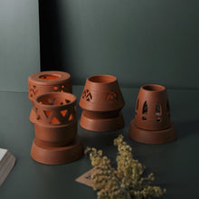 Load image into Gallery viewer, SET OF 4 - Handcrafted terracotta Tealight lamp (minimal & Contemporary) for your study table, dining table, side table from Festive collection-Terracotta-Claymango.com