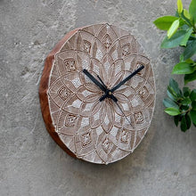 Load image into Gallery viewer, HANDCARVED WOODEN BLOCK WALL CLOCK for home ,Office ,Kitchen ,Bedroom-Home Décor-Claymango.com