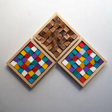 Load image into Gallery viewer, Set of Three Frames Burning and multicolour Modern Wooden pixel Wall sculpture.-Home Décor-Claymango.com