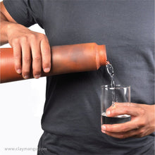Load image into Gallery viewer, HandmadeTerracotta Earthen Clay Bottle - 800ml with cork and wooden lid-Terracotta-Claymango.com