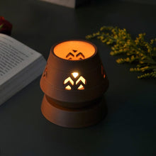 Load image into Gallery viewer, VIPASSANA Handcrafted terracotta Tealight lamp (minimal & Contemporary) for your study table, dining table, side table from Festive collection-Terracotta-Claymango.com