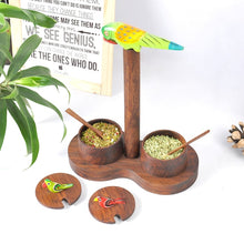 Load image into Gallery viewer, Table top Jar Set With Spoons In Sheesham Wood from Chidaiya collection-Kitchen Accessories-Claymango.com