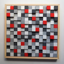 Load image into Gallery viewer, Gradient gray and Red colour Modern Wooden pixel Wall sculpture.-Home Décor-Claymango.com