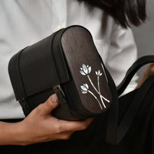 Load image into Gallery viewer, "Sarsez Lilly " Cross body | sling bag handcrafted in genuine nappa leather, Mother of pearl and premium wood.-Bags-Claymango.com