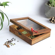 Load image into Gallery viewer, Teak wood Masala box/Tea bag box from Chidaiya collection.-Kitchen Accessories-Claymango.com