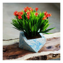 Load image into Gallery viewer, Paradox Origami Blue/White Cement Planter/Vase/Flower Pot/Home Decor-Home Décor-Claymango.com