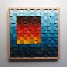 Load image into Gallery viewer, Gradient colour of sky and sunset Modern Wooden pixel Wall sculpture.-Home Décor-Claymango.com
