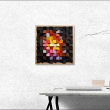 Load image into Gallery viewer, Fire colour Modern Wooden pixel Wall sculpture, Abstract wood painting wall artworks-Home Décor-Claymango.com