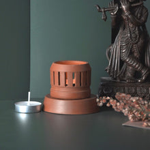 Load image into Gallery viewer, SUPTA handcrafted terracotta Tealight lamp (minimal & Contemporary) for your study table, dining table, side table from Festive collection-Terracotta-Claymango.com