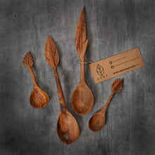 Load image into Gallery viewer, Leaf special collection - Set of 4 wooden serving spoons-Kitchen Accessories-Claymango.com
