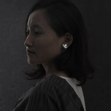 Load image into Gallery viewer, Unique White lotus earrings from Lotus series made out of wood and hand-inlaid mother of pearl.-Jewellery-Claymango.com