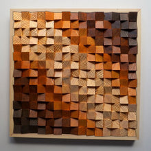 Load image into Gallery viewer, Natural oil and multicolour stain Gradient Modern Wooden pixel Wall sculpture.-Home Décor-Claymango.com