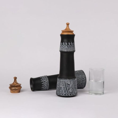 Mandna Bottles (Handcrafted) - Made out of Terracotta Clay-Be cool & stay healthy-Bottle-Claymango.com