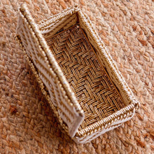 Load image into Gallery viewer, Heera White &amp; Gold Box - Sirohi - Colour_Jute Beige, Colour_Multi-Colour, Purpose_Home Accessory, Purpose_Storage, Rope Material_Natural Jute Fibre, Rope Material_Plastic Waste
