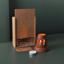 Load image into Gallery viewer, ARDHA-GIFT PACK handcrafted terracotta Tealight lamp (minimal &amp; Contemporary) for your study table, dining table, side table from Festive collection-Terracotta-Claymango.com

