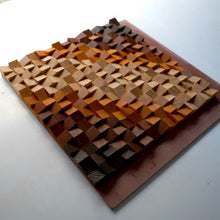 Load image into Gallery viewer, Natural oil and multicolour stain Gradient Modern Wooden pixel Wall sculpture.-Home Décor-Claymango.com