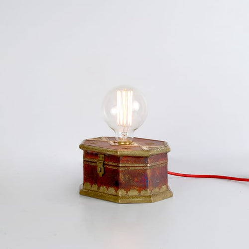 Jumbo Vintage wooden small chest lamp + Big Round filament Edison BULB-Lamp-Claymango.com