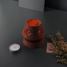 Load image into Gallery viewer, VIPASSANA Handcrafted terracotta Tealight lamp (minimal & Contemporary) for your study table, dining table, side table from Festive collection-Terracotta-Claymango.com