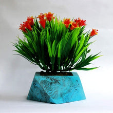 Load image into Gallery viewer, Paradox Origami Blue/Black Cement Planter/Vase/Flower Pot/Home Decor-Home Décor-Claymango.com