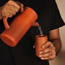 Load image into Gallery viewer, Minimal, Sleek & contemporary HandmadeTerracotta earthen Jug/Clay Pitcher for your Home/Office/Dinning and Table top - Double fired from Earthen collection - 1000ml/1 litre with Wooden lid-Terracotta-Claymango.com